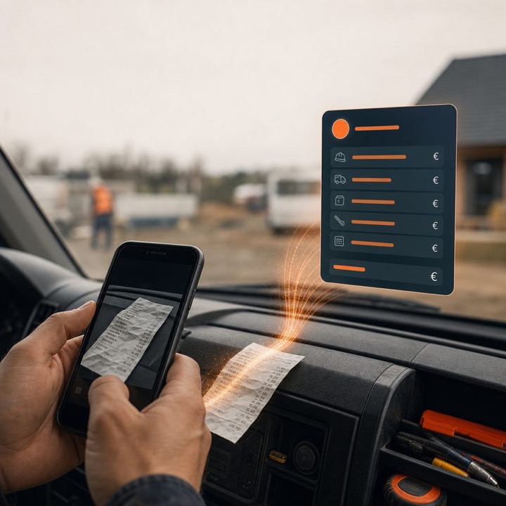 Účtenka naskenovaná mobilem v autě