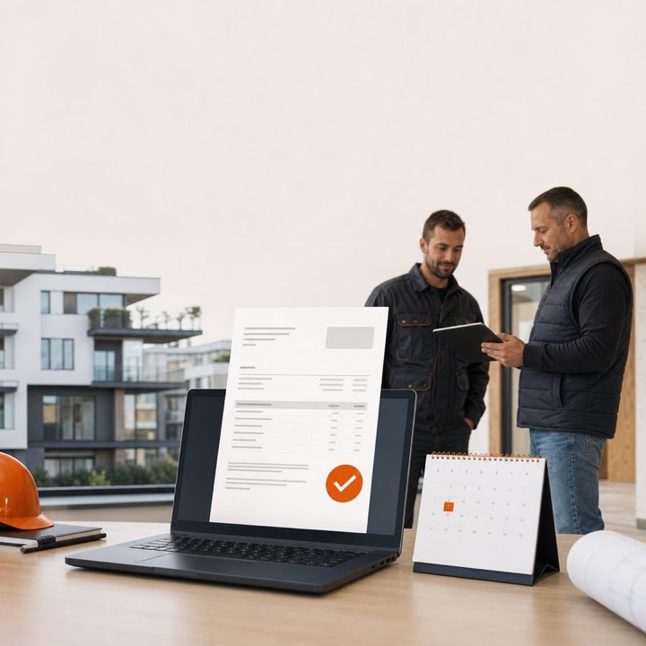 Faktura a doklady připravené na notebooku
